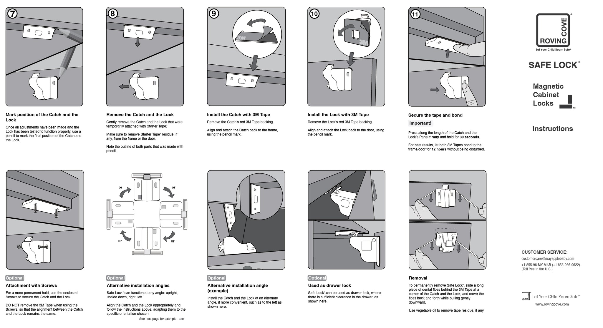 Roving Cove Instructions for Magnetic Child Locks for Cabinets and Drawers