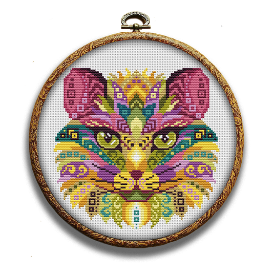 Colorful Cat Swirl Counted Cross Stitch Kit Set – Happy x craft