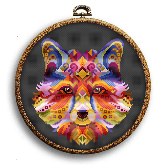 Folk Art Colorful Cat Counted Cross Stitch Kit Set – Happy x craft