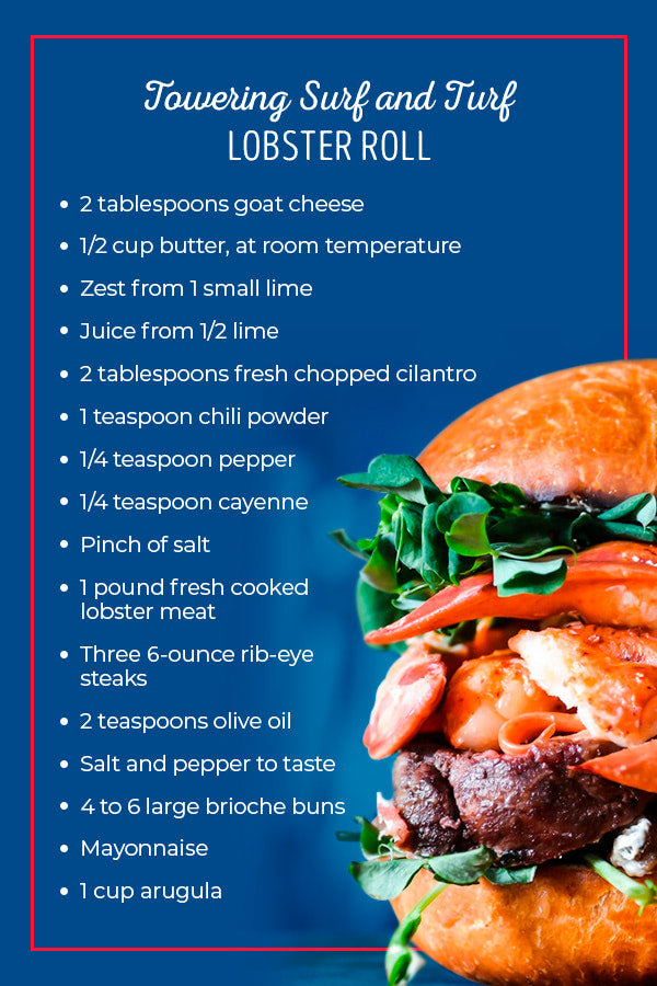 Towering surf and turf lobster roll recipe