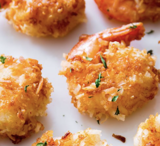 Bread crumbs on shrimp