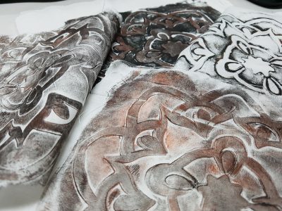 Gel Press Rose Mandala Impressable on fabric