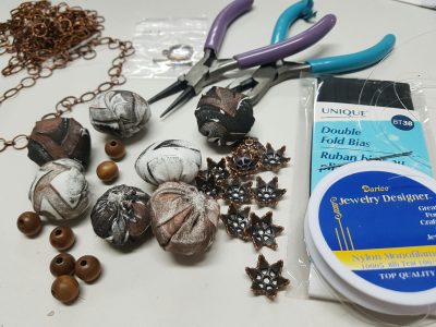 Gel Press fabric necklace supplies