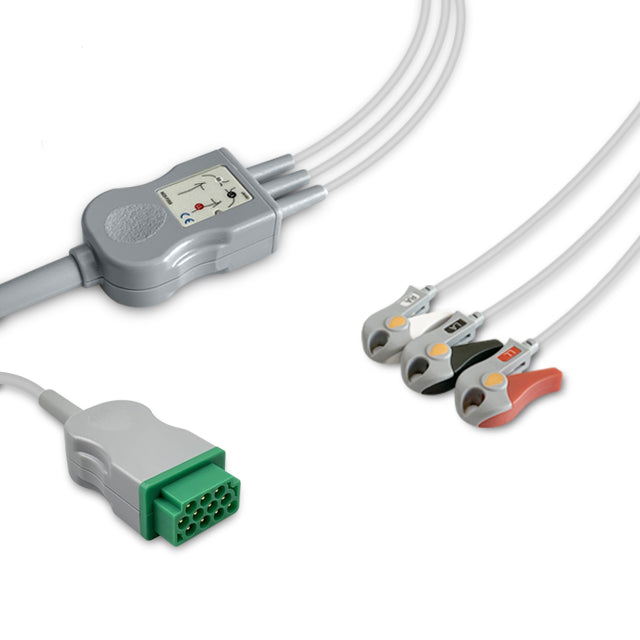 GE Marquette ECG Direct-Connect Cable 3-Lead Adult/Pediatric Snap 