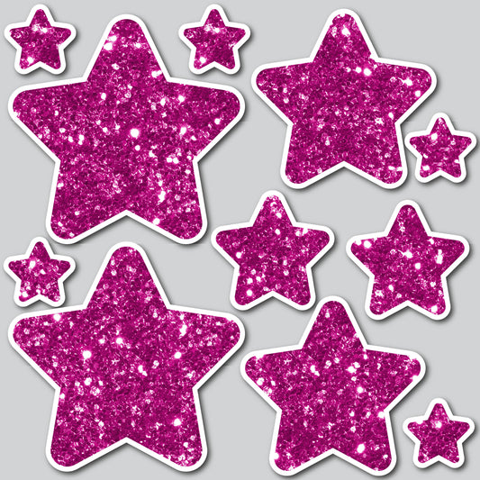 pink glitter stars clipart