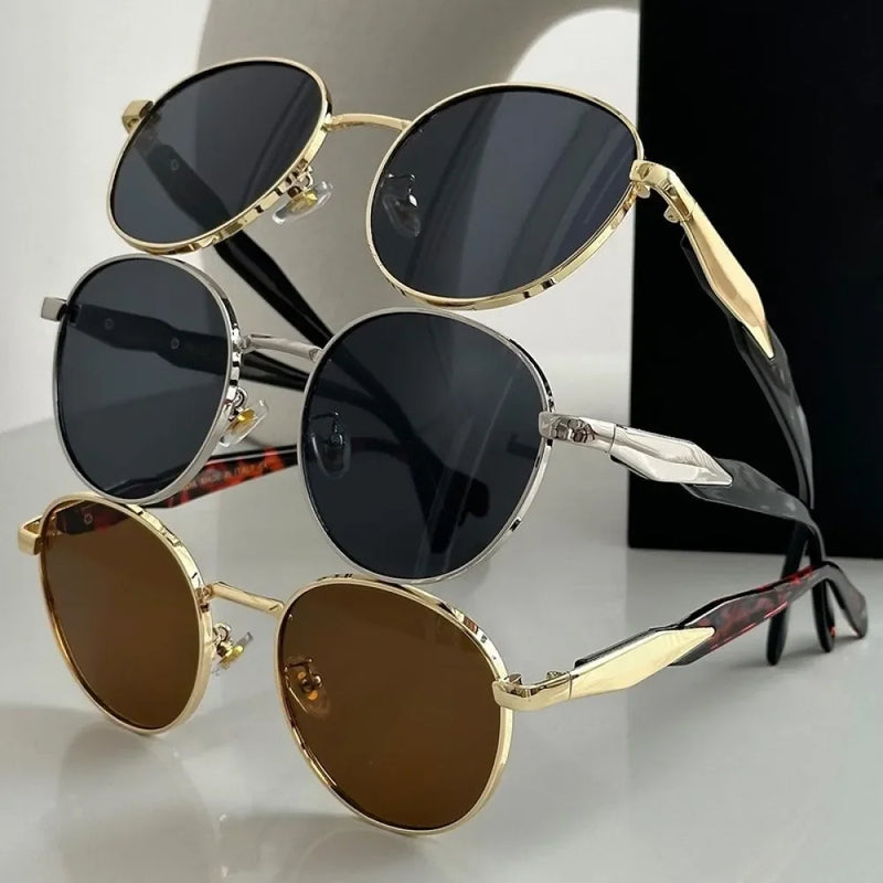 Vintage Round Metal Sunglasses Women New Fashion Retro Sun Glasses Female Brand Designer Ins Trendy Eyewear Male UV400 Durable Alloy Frames - product feature