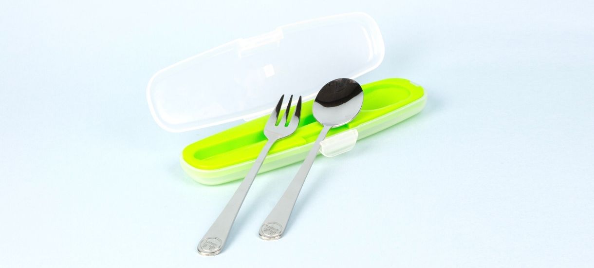 Din Din SMART All Stainless Spoon & Fork Set (Case Included)