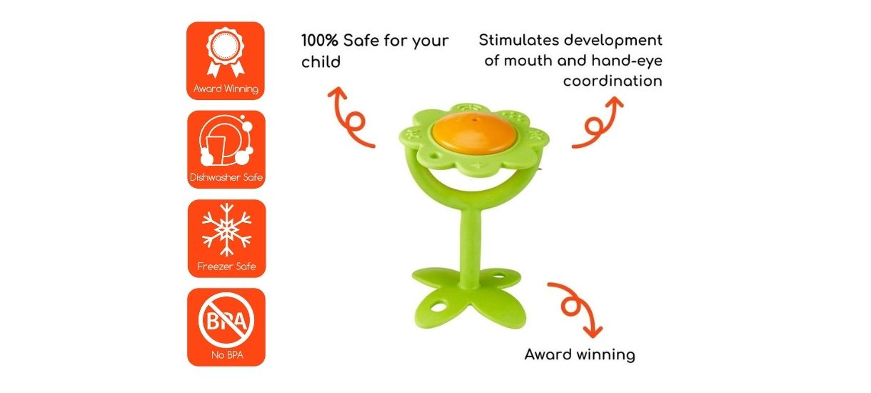 Safe Teethers For Your Baby_Innobaby EZ Grip Flower Teether Rattle