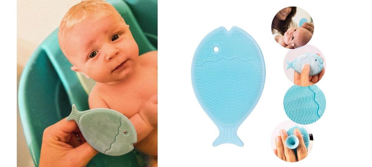 innobaby bathin smart silicone mini fish scrub with suction cup_new born must haves