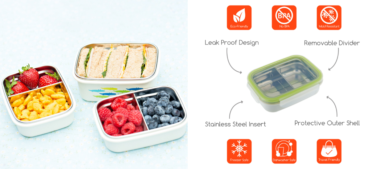 Stainless Divided Snack Box for Tots