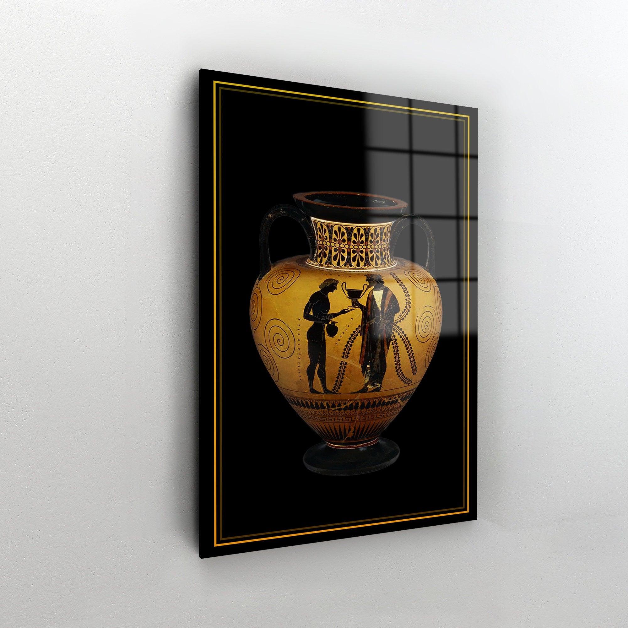 Gold pots glass wall art| Abstract Watercolor Modern Art Painting, Lar