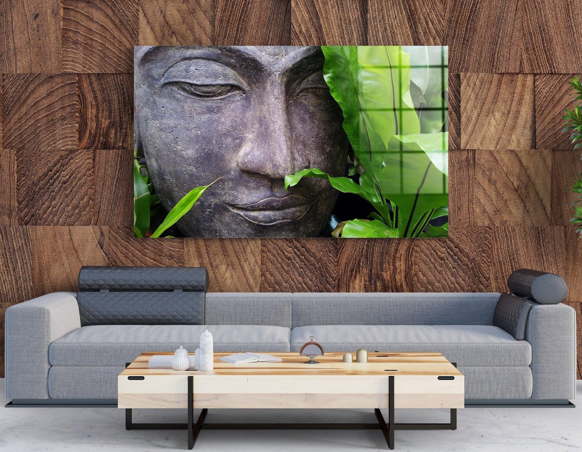 Statue Buddha Glass Wall Art| Buddha Wall Art & Zen Wall Art Canvas, R