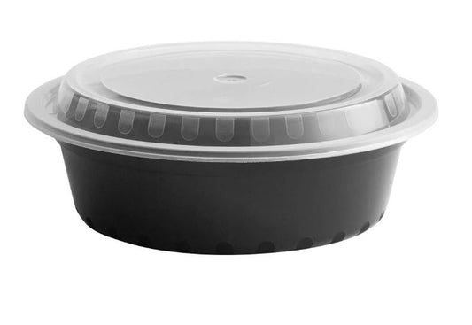 Choice 28 oz. Black Rectangular Microwavable Heavy Weight Container with  Lid 8 3/4 x 6 1/4 x 1 3/4 - 150/Case