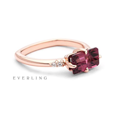 Garnet ring set in Recycled rose gold with Canadian diamonds