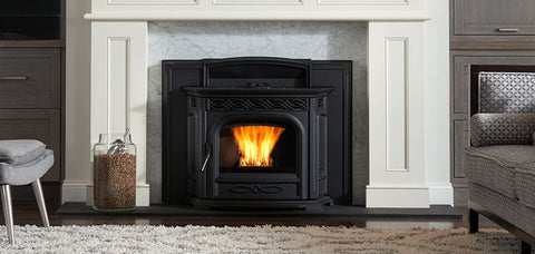 Straight on view of Harman black fireplace insert