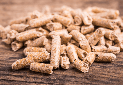Close-up of a small pile of wood pellets