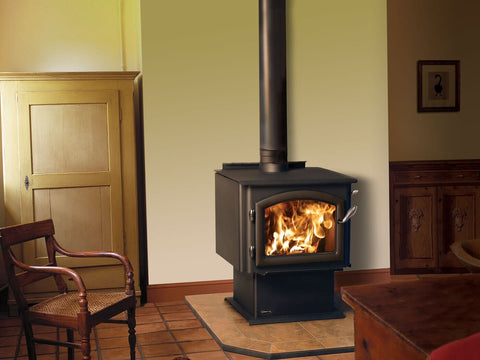 Wood burning stove inside a home
