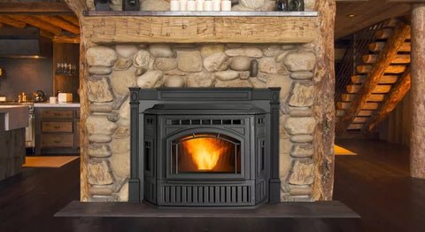 Matte black Quadra-Fire Trekker pellet fireplace insert