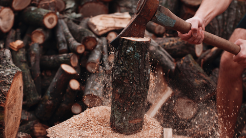 An image of a person chopping wood