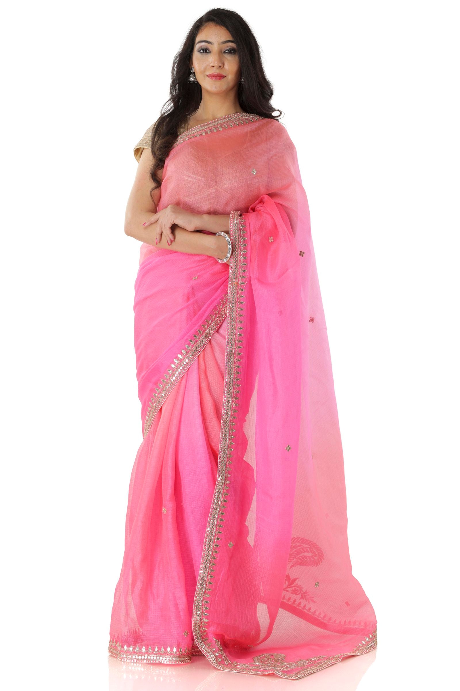 Bollywood Georgette Sequins Saree With Piping Border And Ultra Satin Silk  Blouse - Urban Libaas