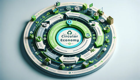 Circular economy diagram illustrating the sustainable cycle of production and consumption.