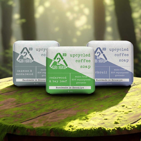 Innovative upcycled coffee soaps by 2nd Ground with eco-friendly packaging.