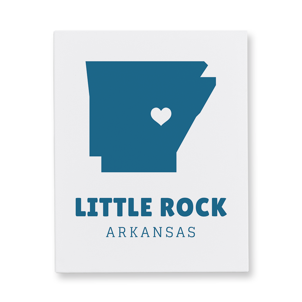 Abstract State Vector with Heart Arkansas Canvas Wall Art