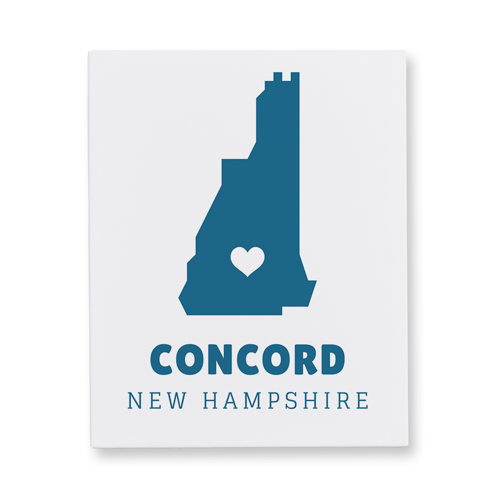 Abstract State Vector with Heart New Hampshire Canvas Wall Art