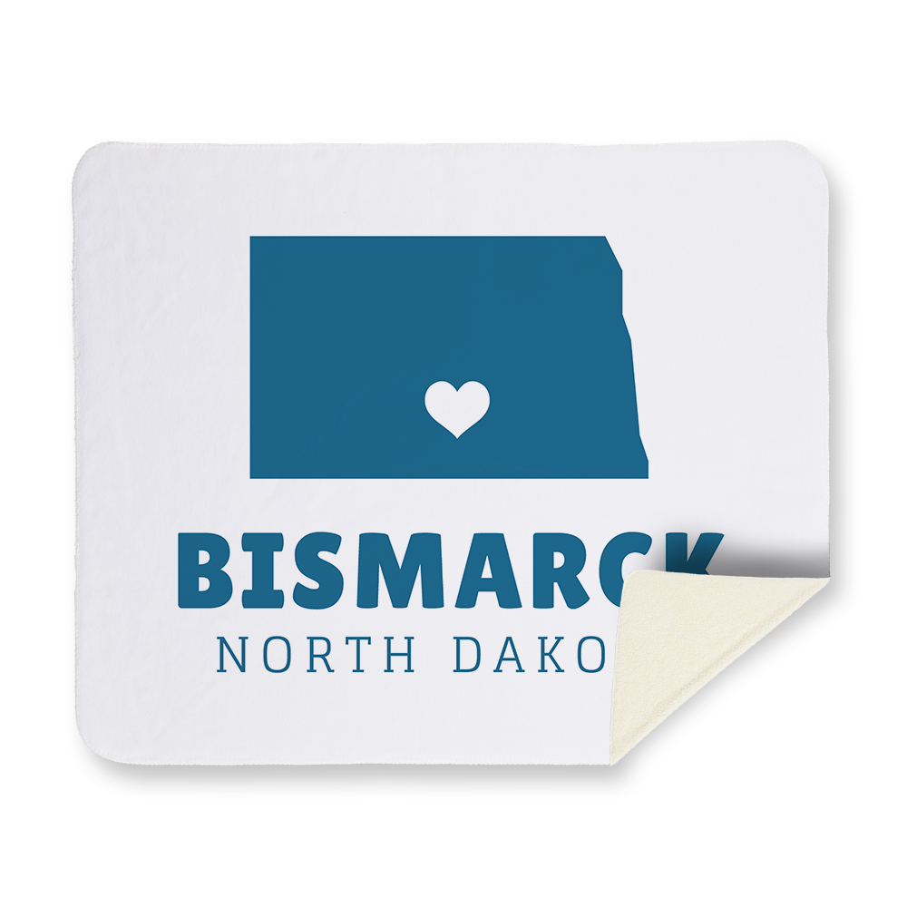 Abstract State Vector with Heart North Dakota Sherpa Blanket