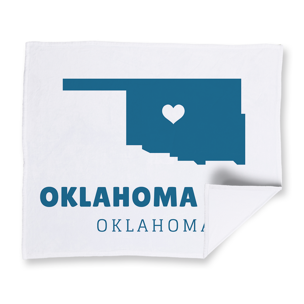 Abstract State Vector with Heart Oklahoma Velvety Blanket