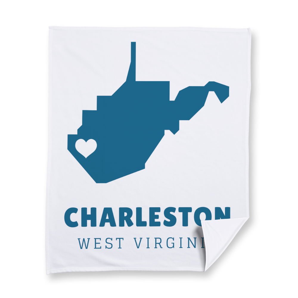 Abstract State Vector with Heart West Virginia Fleece Blanket