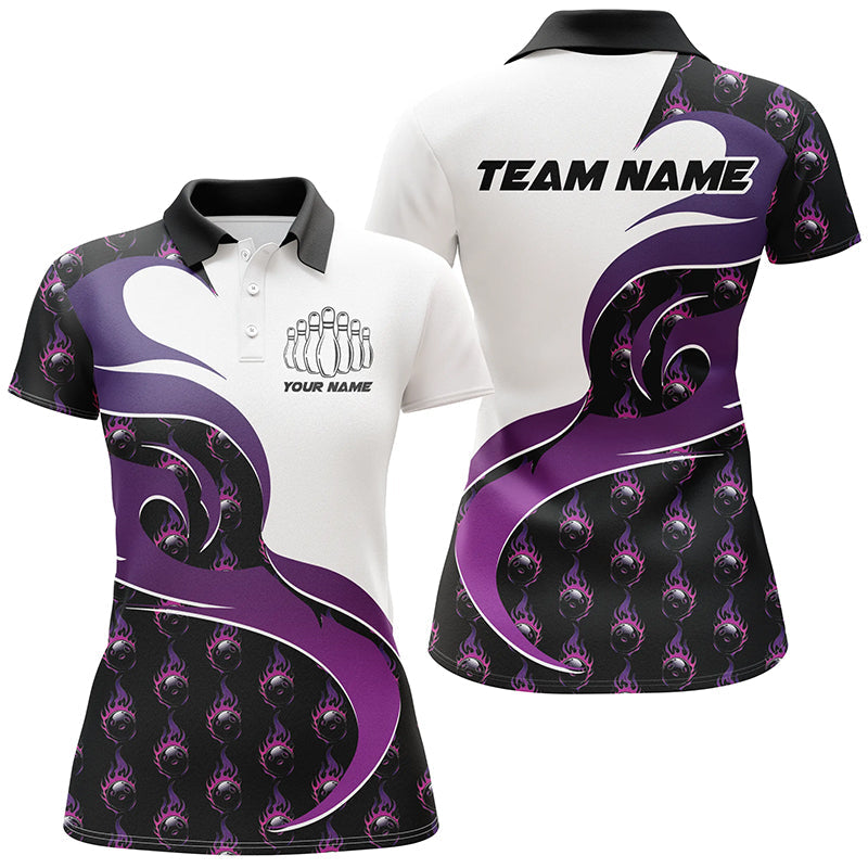 Women's Purple Flame Bowling Polo Shirt I6972 - Climbowl UK product image