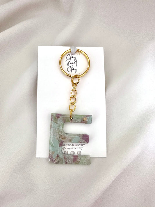 Gemstone Faux - Initial Keychain (A)