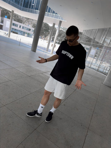 White socks from Ruptown combined with Ruptown Oversized Tee Basic in black