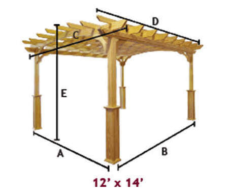 12 x 14 Pergola in a Box Dimensions