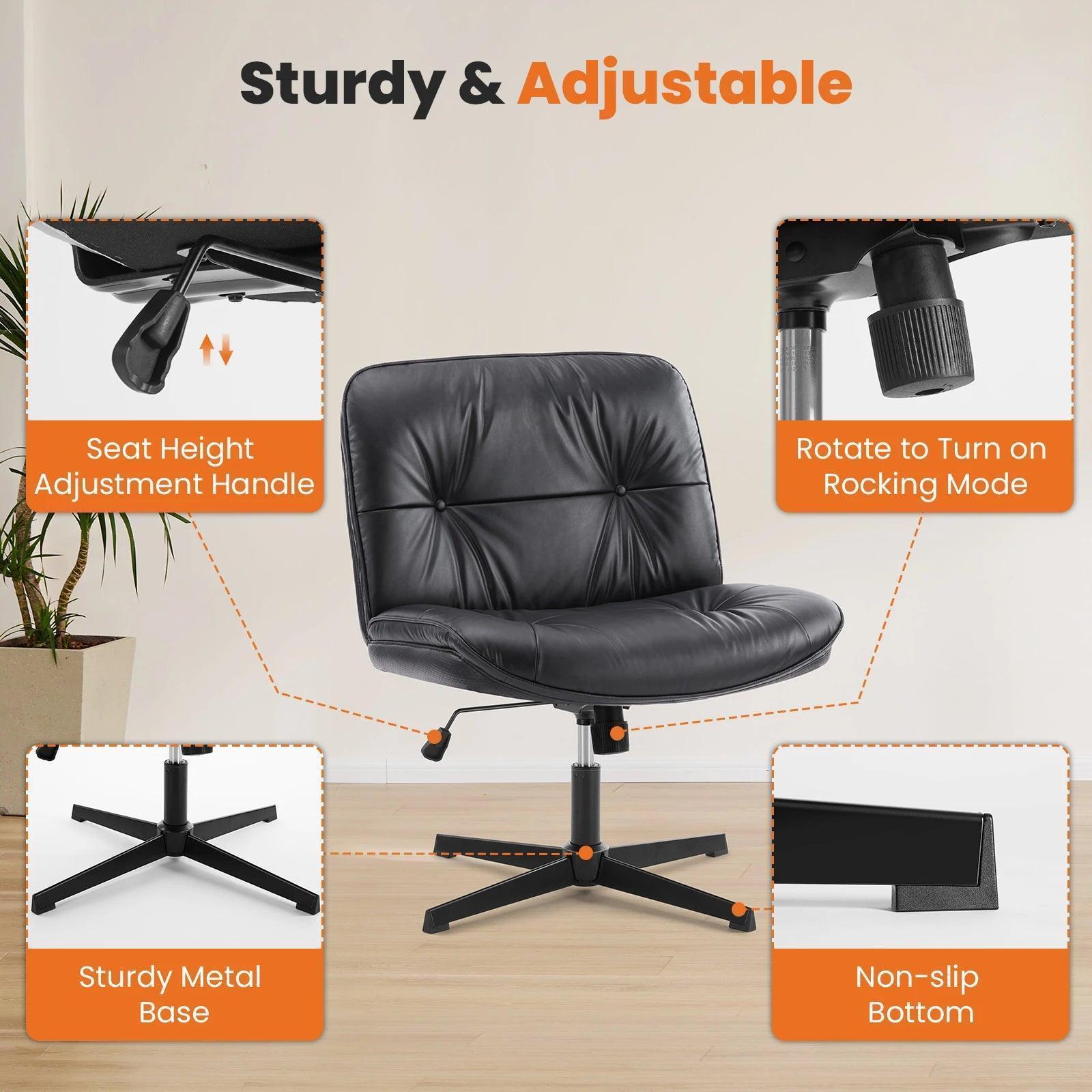 JHK PU Leather Cross Legged Office Chair