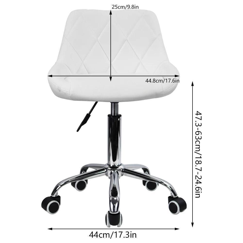 Adjustable White PU Leather Swivel Task Chair