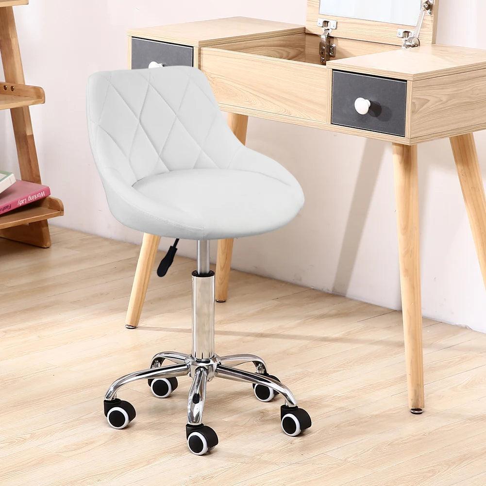 Adjustable White PU Leather Swivel Task Chair