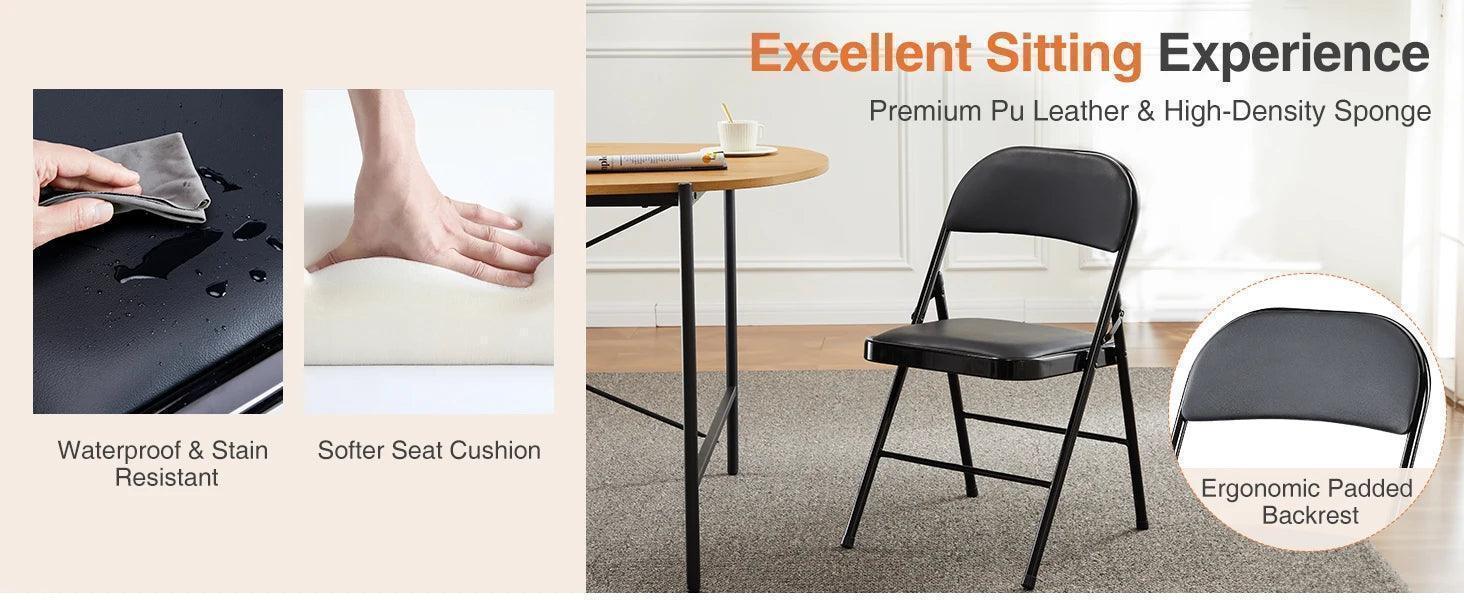 JHK Leather Padded Folding Living Room Chairs