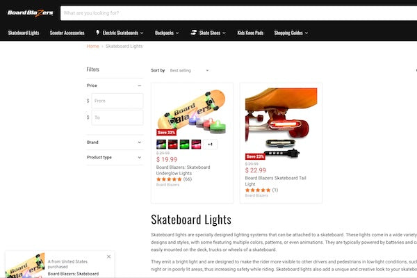 Board Blazers Website screenshot
