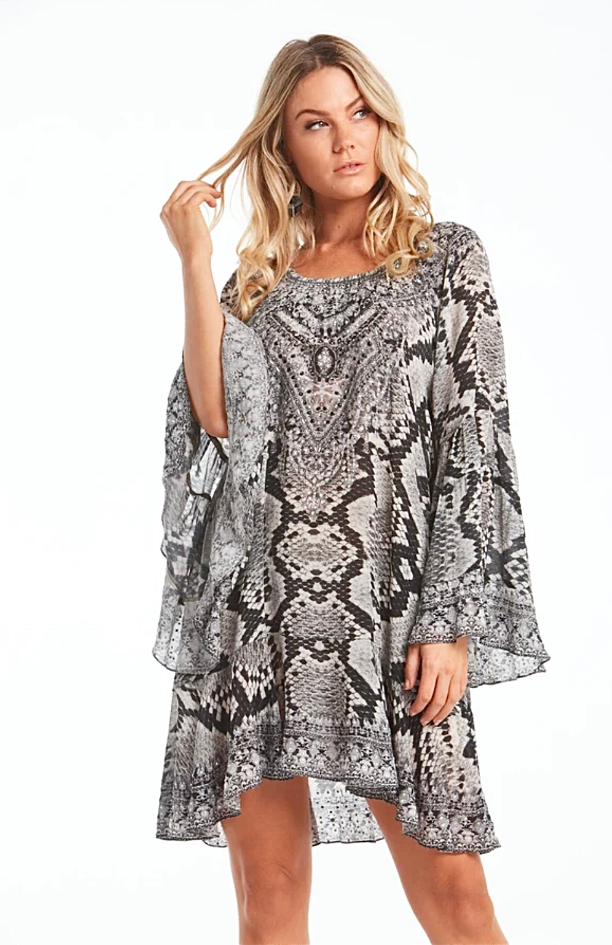 Stunning New CZARINA Desert Snake Frill Crystal Embellished Dress ...