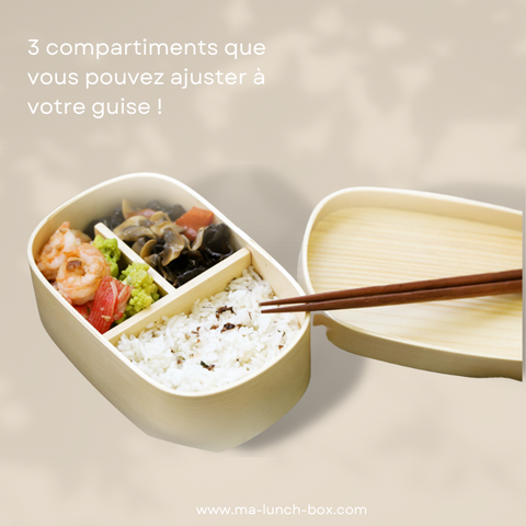 Bento bois blanc à 3 compartiments