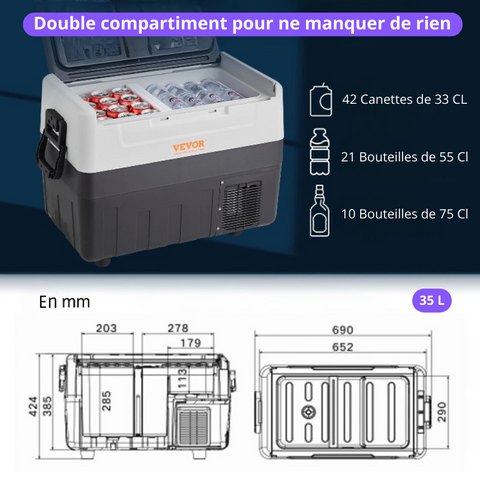 Glacière à compression 35L dimensions