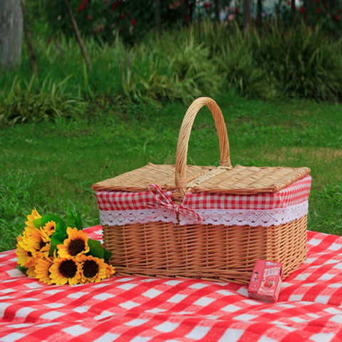 Panier rectangulaire en osier pour picnic