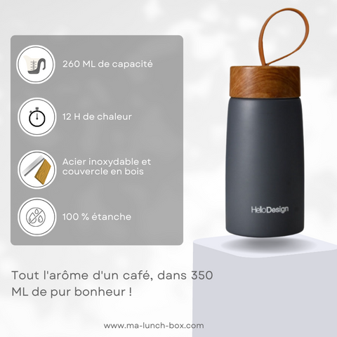 Thermos café bois noire