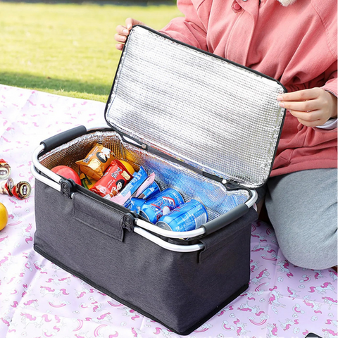 Panier isotherme noir pour picnic en plein air