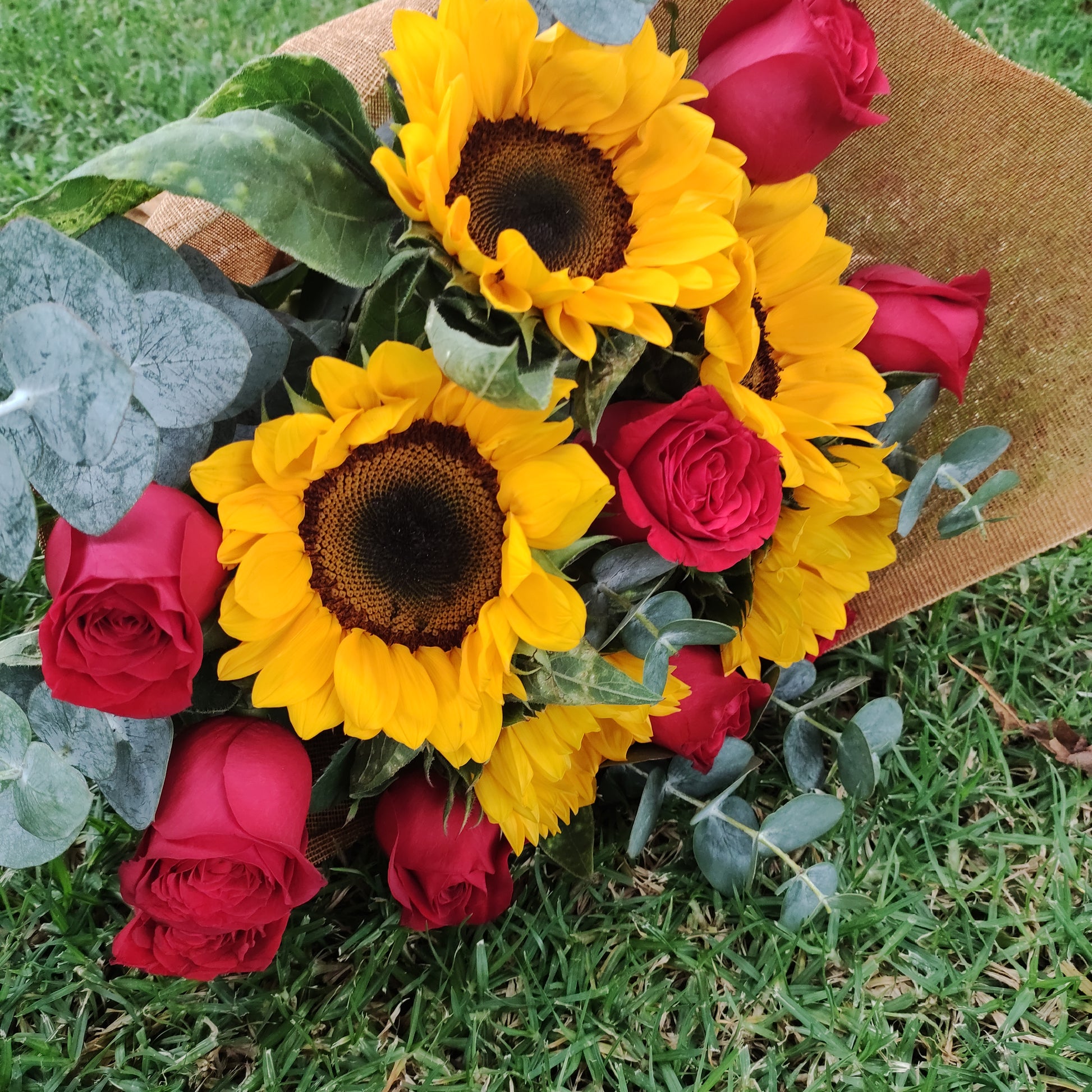 Ramos de rosas con girasoles – Verde Amarelo