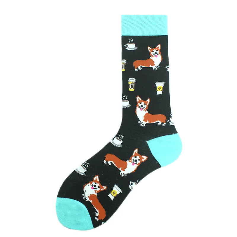 ' Corgi And Drinks' Crew Socks