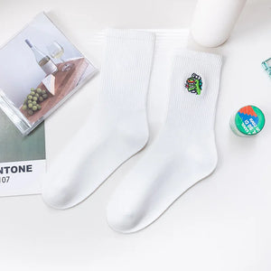 'White Harajuku Crocodile'Crew Socks - Little Sock Store