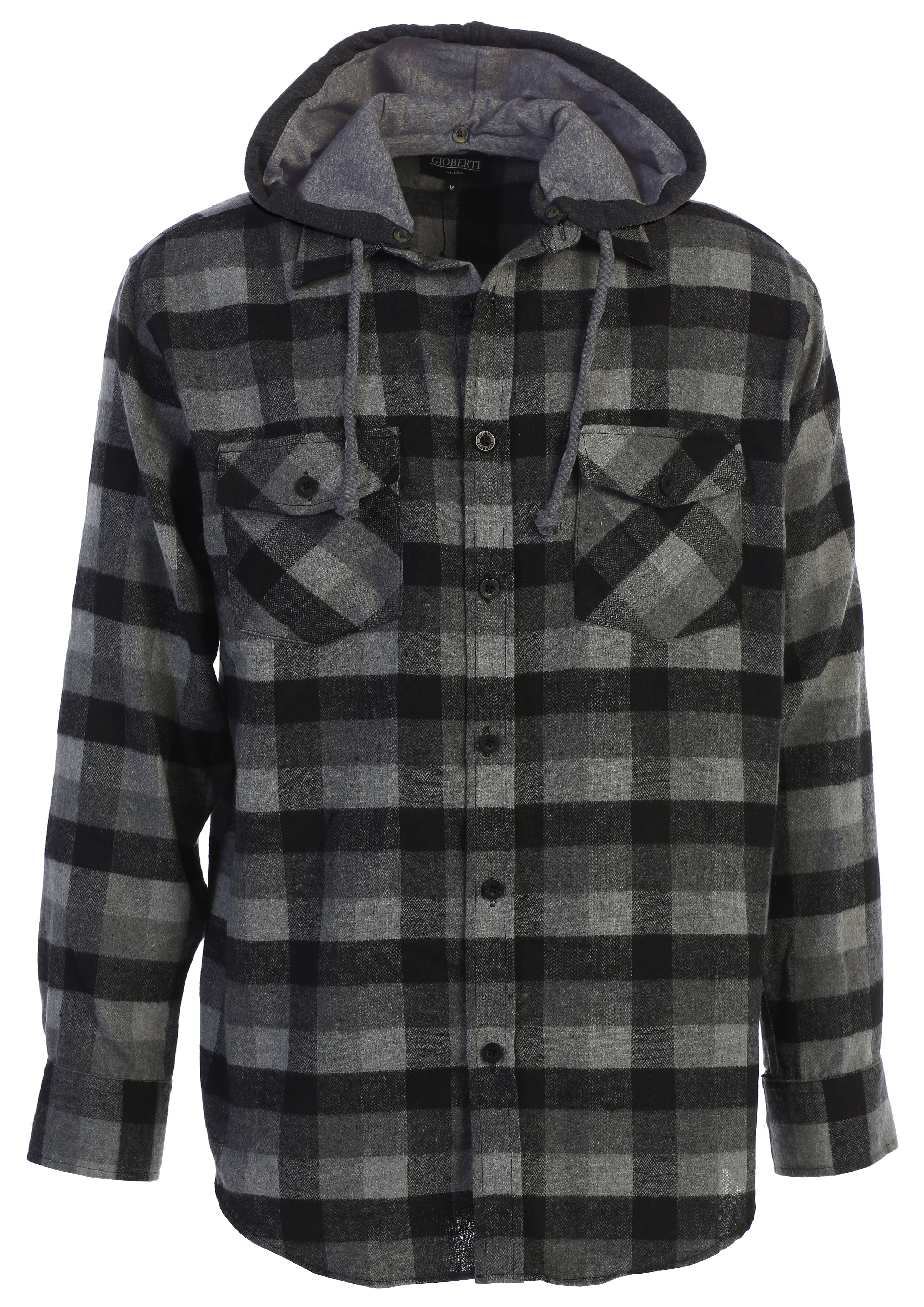 Gioberti Men's Brushed and Soft Twill Shirt Jacket with Flannel